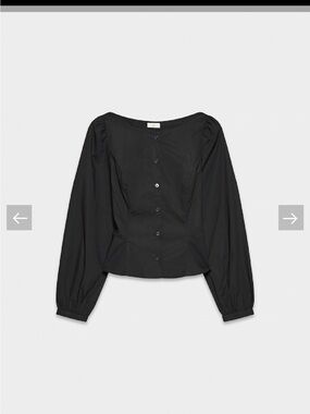 Aritzia Black Button-Front Puff Sleeve Shirt